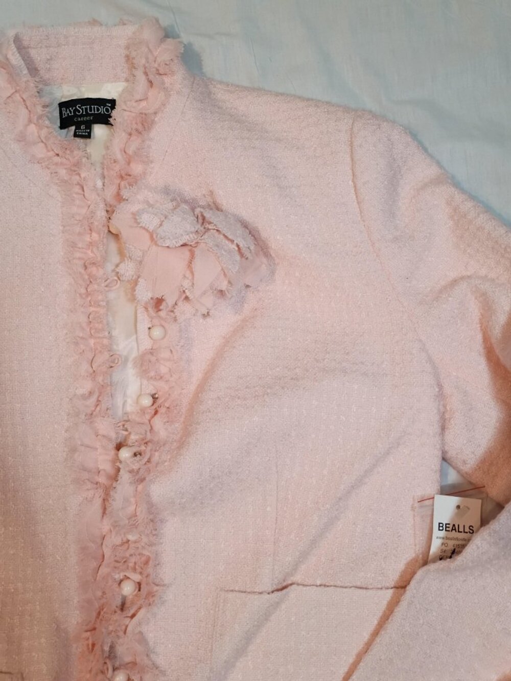 Bay Studio/Blazer/Womens 6/Pastel Pink/Tweed Cropped Career Office Preppy NWT Ch - Picture 5 of 7